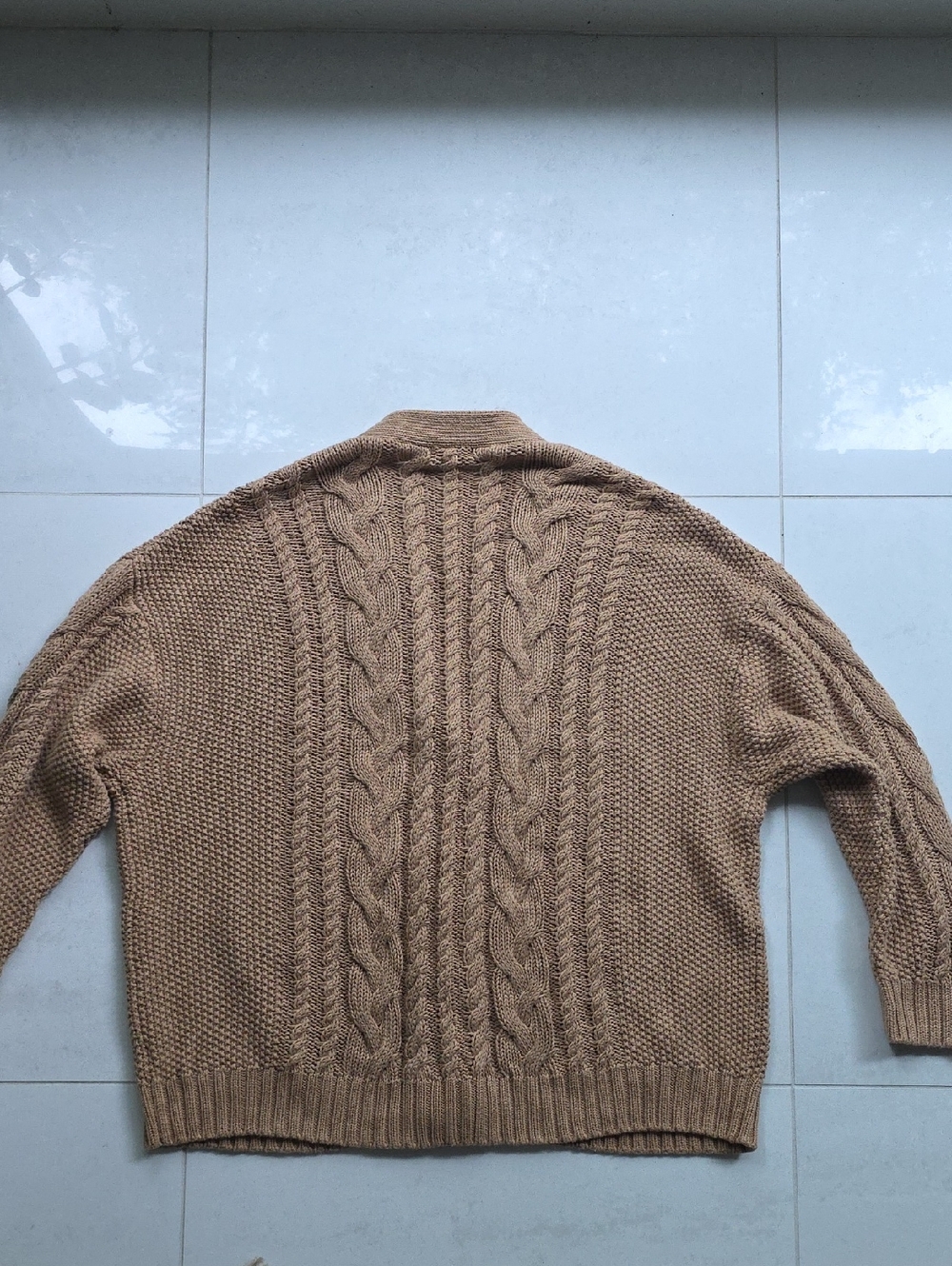 Quince 100% Organic Cotton Oversize Button Down Cardigan Tan Brown L - Picture 9 of 9